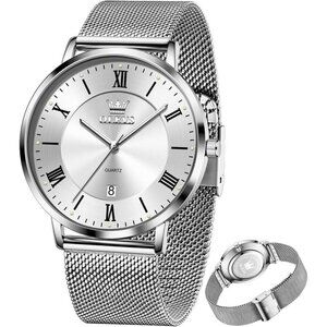 Olevs Men's Sliver Stainless Steel Man Watch with Date Luminous Stylish Watch